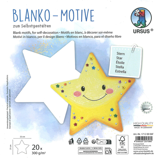 [94.513] Motifs en blanc, à décorer soi-même "Etoile"