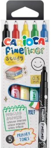 [91.745] Filzstift Carioca Fineliner 0.5mm 5 Farben